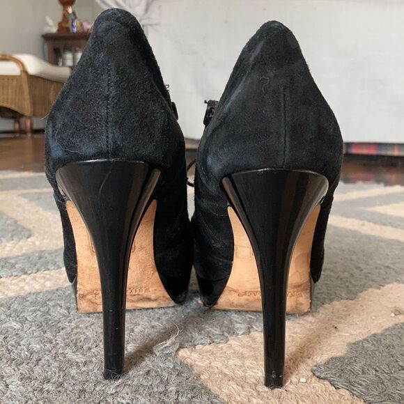 White House Black Market Black Platform Heels I Lace Up Booties Size 7.5 - Picture 6 of 7